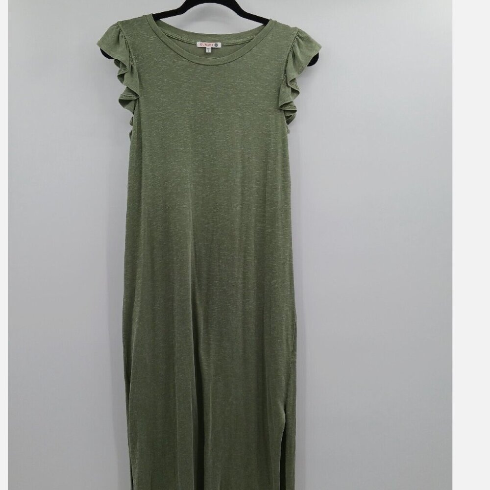 Sundry Sage Green Flutter Sleeve Ruffle Midi Dress sz 4 Large